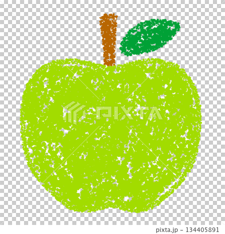 クレヨン素材　手描きのりんごのイラスト 134405891