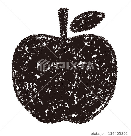 クレヨン素材　手描きのりんごのイラスト 134405892