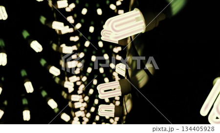 Fluorescent energy saving light bulbs glowing 134405928
