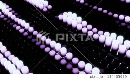Abstract waving purple neon light rows 134405989