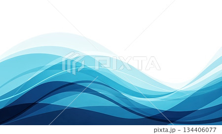 爽やかな風と水のイメージ背景 清潔感のある水色の抽象ウェーブ 爽やかな風と水のイメージ背景 清潔感のある水色の抽象ウェーブ 134406077