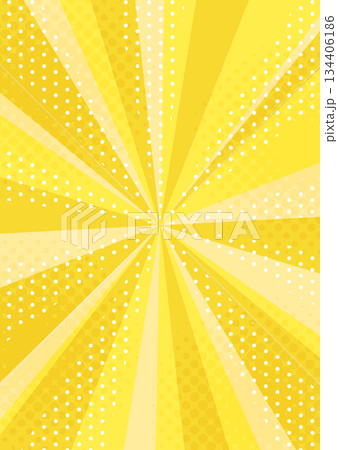 アメコミ風のポップな背景イラスト（集中線・黄色・縦） 134406186