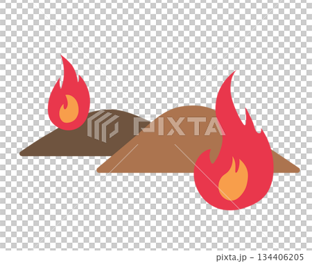 森林火災插圖（秋冬季山景） 134406205