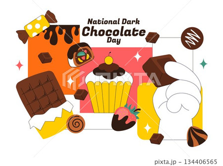 National Dark Chocolate Day Vector Illustration On February 1st for the Health and Happiness That Choco Brings in Flat Cartoon Background Design 134406565