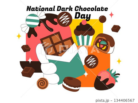 National Dark Chocolate Day Vector Illustration On February 1st for the Health and Happiness That Choco Brings in Flat Cartoon Background Design 134406567