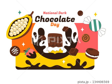 National Dark Chocolate Day Vector Illustration On February 1st for the Health and Happiness That Choco Brings in Flat Cartoon Background Design 134406569