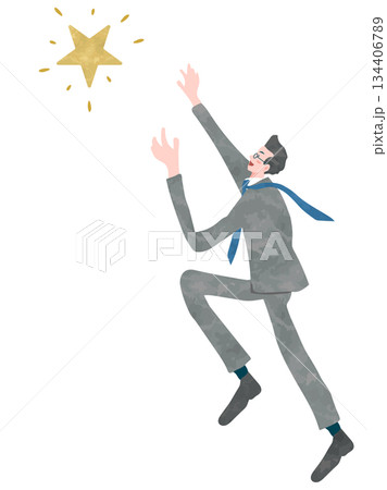 星をつかもうとする男性 星をつかもうとする男性 134406789