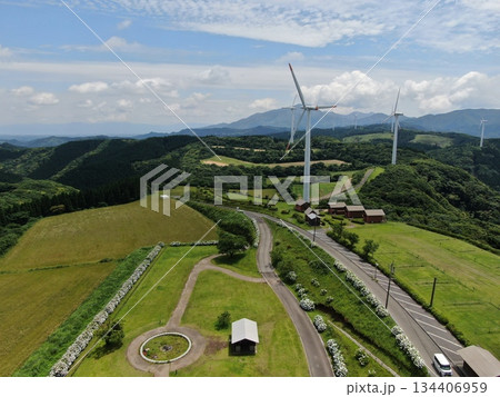 鹿児島県鹿屋市の輝北うわば高原の憩いの広場の空撮 鹿児島県鹿屋市の輝北うわば高原の憩いの広場の空撮 134406959