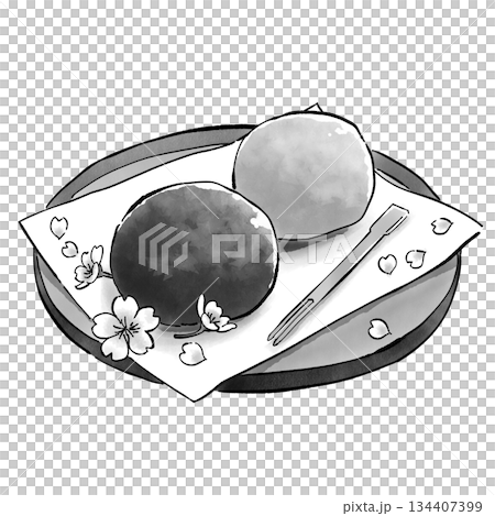 Botamochi 和黃豆麻糬_monochrome 134407399