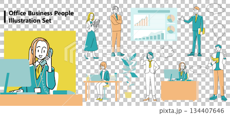 ビジネスパーソンのイラストセット 134407646