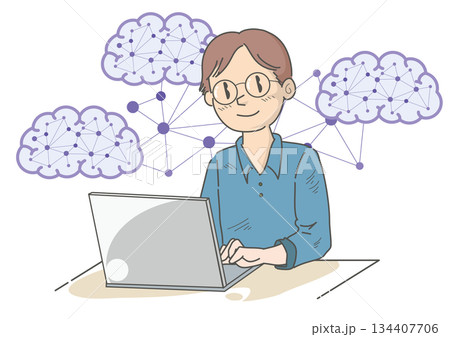 人工知能を使いこなす男性2 人工知能を使いこなす男性2 134407706