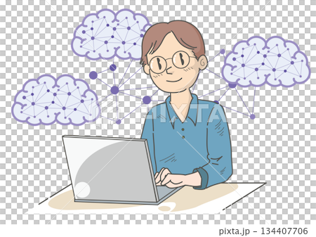 人工知能を使いこなす男性2 人工知能を使いこなす男性2 134407706