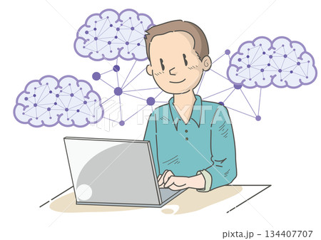 人工知能を使いこなす男性1 人工知能を使いこなす男性1 134407707