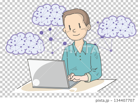 人工知能を使いこなす男性1 人工知能を使いこなす男性1 134407707