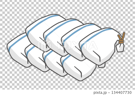 一張簡單的向量插圖,展示了水平堆疊的防災沙袋 一張簡單的向量插圖,展示了水平堆疊的防災沙袋 134407730