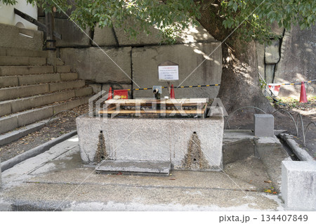 大阪城　銀明水井戸の井筒 134407849