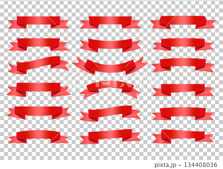 紅色絲帶插圖套裝框架橫幅裝飾材料 134408036