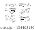 飛行機とヘリコプターの手描きイラストセット 134408180