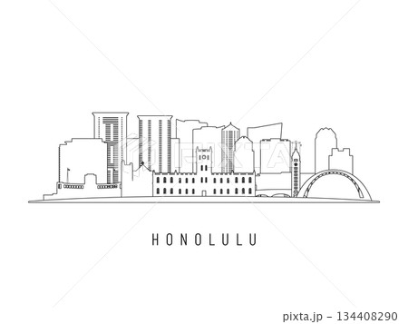 Detailed Honolulu skyline vector illustration. 134408290