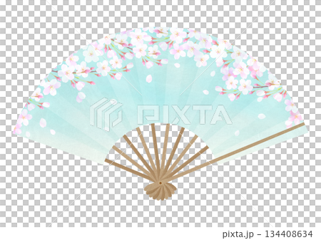 桜が華やかな扇子イラスト 134408634