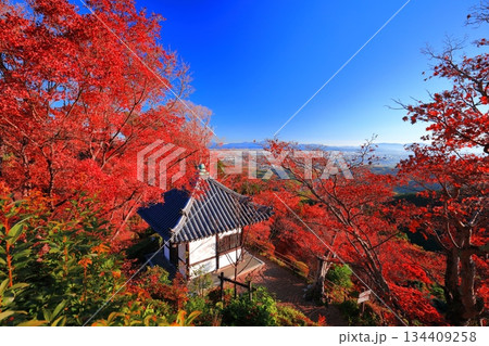 【京都府】快晴の西山善峯寺の開山堂と紅葉 134409258