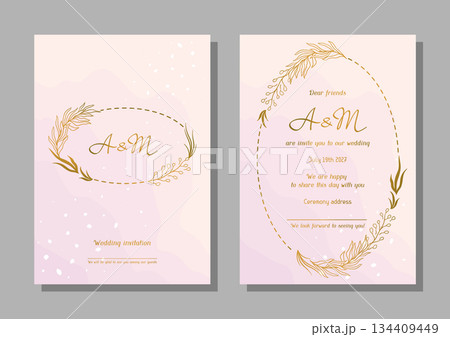 Wedding invitation card. Marriage background with pretty stylized floral twigs. 134409449
