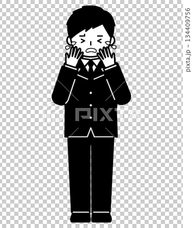 Boy crying and covering his face 134409756