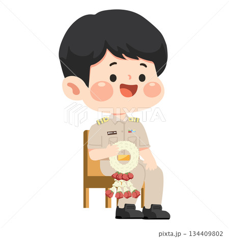 Illustration of Thai Teacher with Garland Illustration of Thai Teacher with Garland 134409802