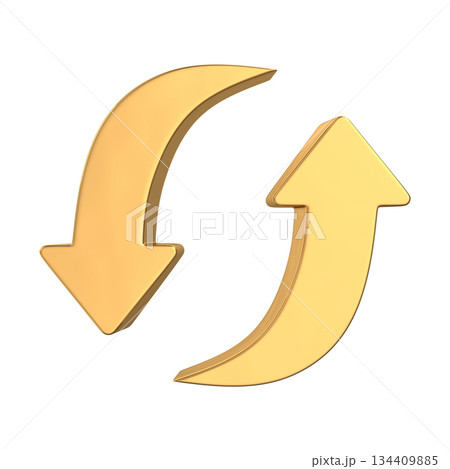 Golden 3D Refresh and Exchange Arrows Symbol 134409885