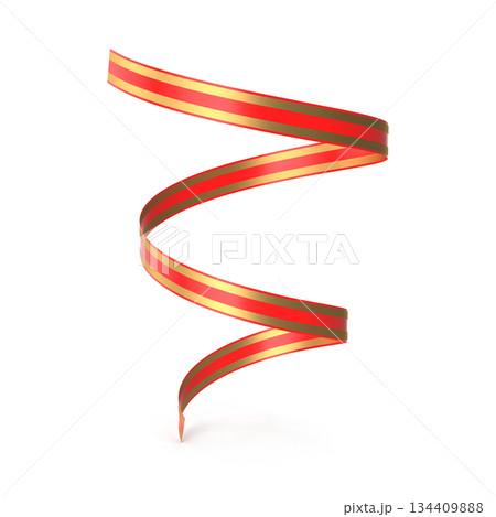 Elegant Red and Gold Spiraling Ribbon on White Background Elegant Red and Gold Spiraling Ribbon on White Background 134409888