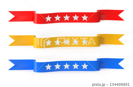 Set of Colorful Five Star Rating Ribbons Set of Colorful Five Star Rating Ribbons 134409891