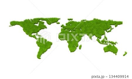 Green Grass Textured World Map 134409914