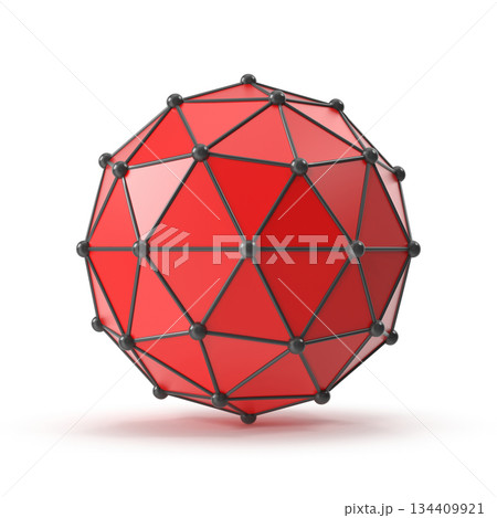 Red Geometric Sphere with Connected Nodes and Edges 134409921