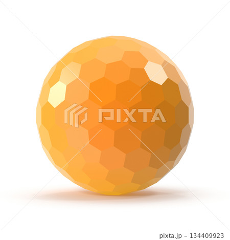 Faceted Orange Sphere 3D Render Faceted Orange Sphere 3D Render 134409923