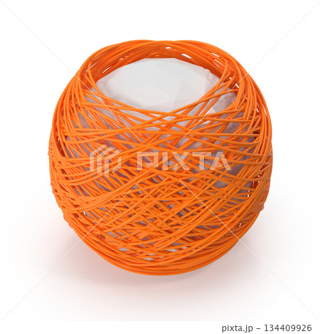 Vibrant Orange Tangled Sphere with White Core 134409926