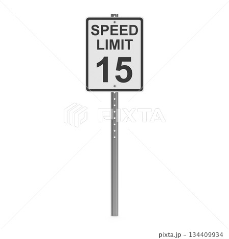 Speed Limit 15 Road Sign on a Pole 134409934