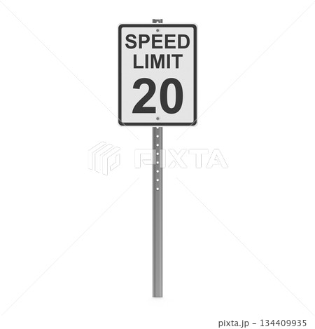 Speed Limit 20 Road Sign on a Pole Speed Limit 20 Road Sign on a Pole 134409935