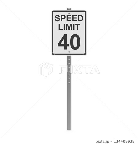 Speed Limit 40 Road Sign on a Pole Speed Limit 40 Road Sign on a Pole 134409939