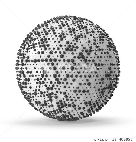 Abstract 3D Sphere with Dotted Geometric Surface 134409959