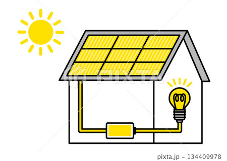 ソーラーパネルによる太陽光発電の家 134409978