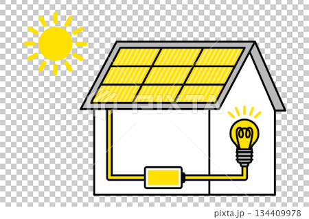 ソーラーパネルによる太陽光発電の家 134409978