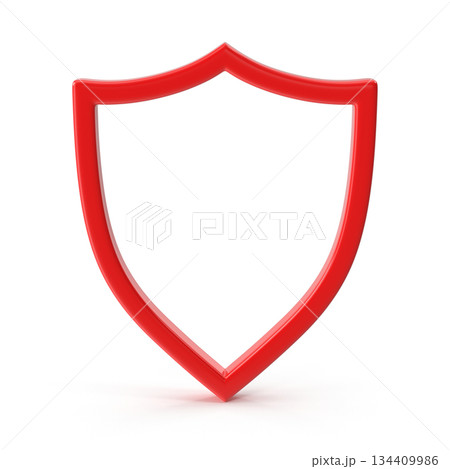 Red 3D Outline Shield Icon 134409986