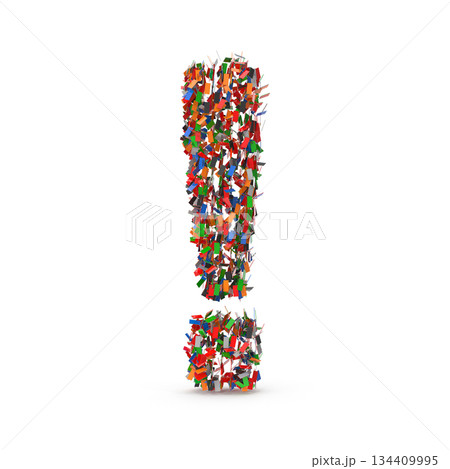 Colorful 3D Exclamation Mark Made by Confetti 134409995