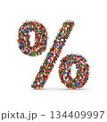 Vibrant Percentage Symbol Made by Confetti 134409997