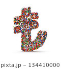 Turkish Lira Symbol Formed by a Multitude of Tiny Colorful Confetti 134410000
