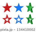Collection of 3D Solid and Outline Stars in Red, Blue, and Green 134410002