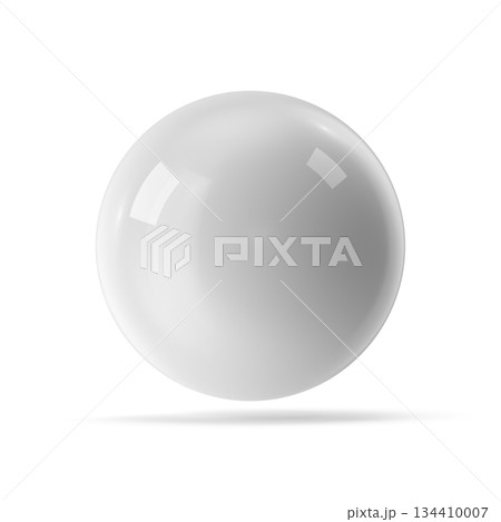 Realistic White Glossy Sphere with Shadow 134410007