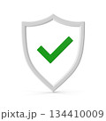 Security Shield with Green Checkmark Icon 134410009