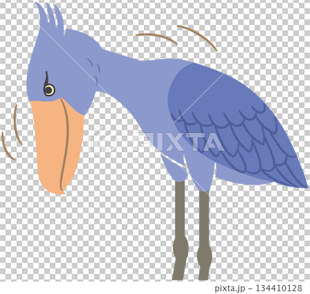 お辞儀をする野鳥のハシビロコウのイラスト素材 134410128