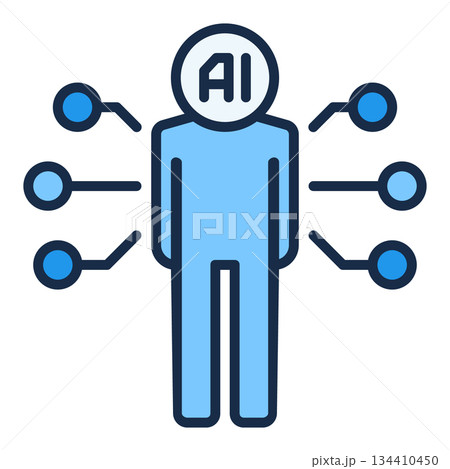 Artificial Intelligence Man vector AI Bio Technology colored icon or sign Artificial Intelligence Man vector AI Bio Technology colored icon or sign 134410450